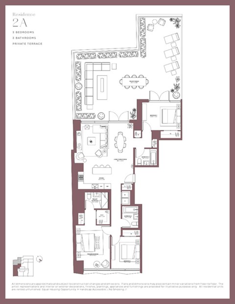 Floor plan for 3 beds, 2 baths, 1420 sqft